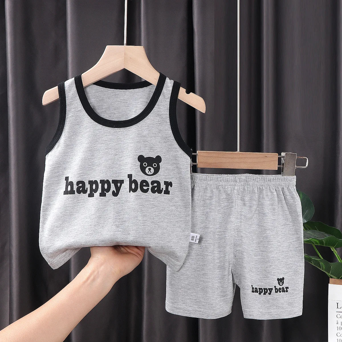 2PCS Children Sets Kids Clothes Vest Suit  Summer Children Clothing baby Cotton T-Shirts Shorts Tank Top  Boys Girls Sleeveless