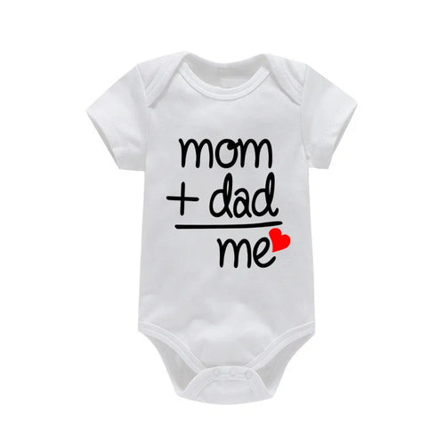 100%Cotton Baby Boys Girls Romper Short Sleeve Funny Letter Print I Love Mom Dad Jumpsuit Infant Newborn Costume Clothes